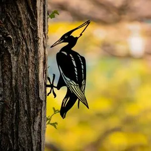 Bird On The Branch 10 - Black Black Decorative Garden Object