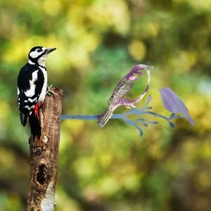 Bird on the branch 22 Multicolor Decorative Garden Object