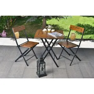 Bistro Set 3 Walnut
Black Garden Table & Chairs Set (3 Pieces)