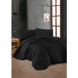 Black Black Ranforce Single XXL Quilt Cover Set (DE)