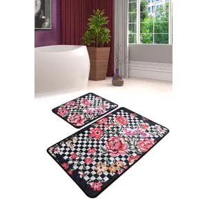 Black Rose Multicolor Bathmat Set (2 Pieces)