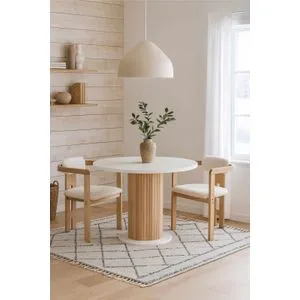 Bohemian Round Scandinavian 5 White
Natural Dining Table &amp; Chairs Set (5 Pieces)