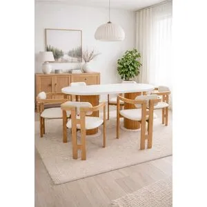 Bohemian Round Scandinavian 7 White
Natural Dining Table &amp; Chairs Set (7 Pieces)
