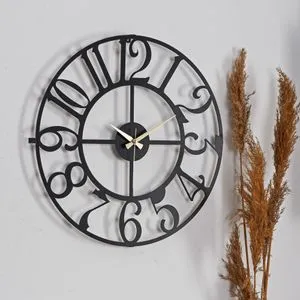 Bonni - Crni - Metalni Zidni Sat