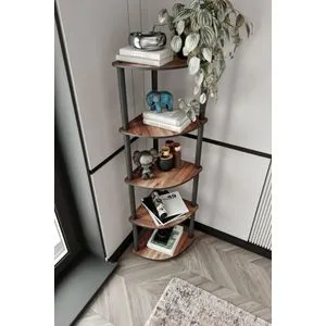 Bookcase 5 Corner - Walnut Walnut Bookshelf
