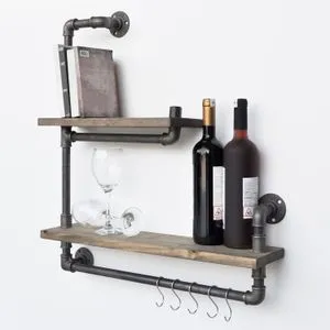 Boruraf019 Black
Walnut Pipe Shelf