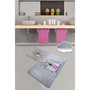 Botanical Sweets Multicolor Bathmat Set (2 Pieces)