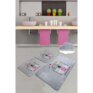 Botanical Sweets Multicolor Bathmat Set (3 Pieces)