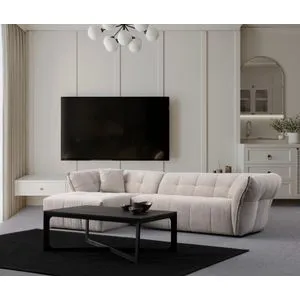 Boxer Left - White White Corner Sofa