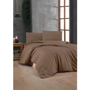 Brown Brown Ranforce Single Quilt Cover Set (DE)