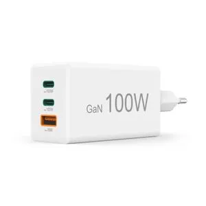 Brzi punjac, GaN, 2x USB-C PD, 1x USB-A, 100W beli