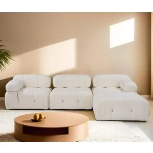 Bubble Beige L1-O1-1R-PUF White Corner Sofa