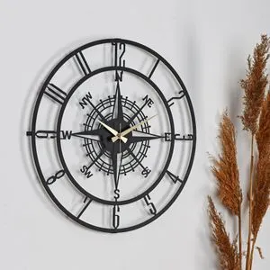 Bunella - Crni - Dekorativni zidni sat od metala, 41 cm