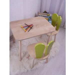 Bunny One Chair Set - Pistachio Green, Brown Pistachio Green 
Brown Kid's Table Set