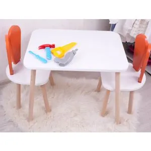 Bunny Two Chair Set - Orange, White Orange
White Kid's Table Set