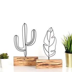 Cactus Feather Mini Set - Black Black Decorative Object Set (2 Pieces)