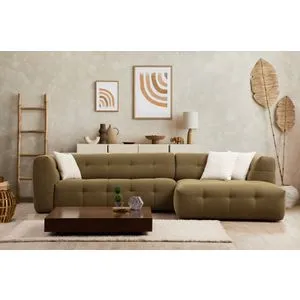 Cady 3 Seater Right - Khaki Khaki Corner Sofa