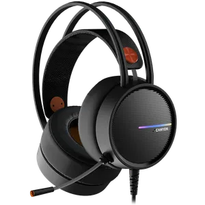 CANYON Gaming headset 3.5mm jack plus USB connector for LED backlight, adjustable microphone and ...