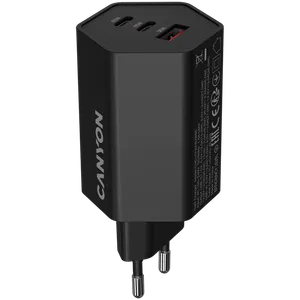 Canyon HEXAGON 65 GaN 65W 2xPD 1xQC EU Punjač Crni