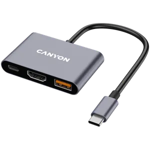 Canyon hub DS-4 3in1 USB-C Sivi