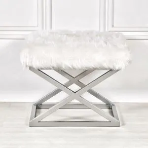Capraz Plush - Silver, White Silver
White Pouffe