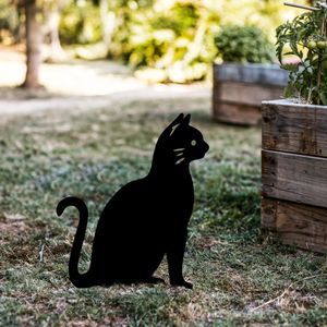 Cat 02 Black Decorative Garden Object