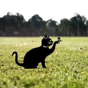 Cat 03 Black Decorative Garden Object