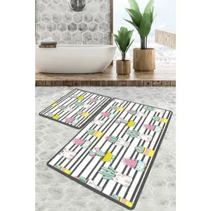 Catinus Cactus Djt Multicolor Bathmat Set (3 Pieces)