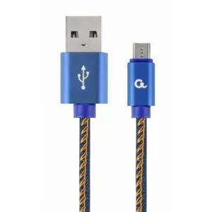 CC-USB2J-AMmBM-1M-BL Gembird Premium jeans (denim) Micro-USB cable with metal connectors, 1 m, blue