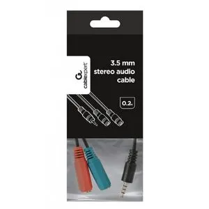 CCA-417 Gembird 2x 3.5 mm(slusalice i mikrofon) adapter na 1x 3.5mm(4 pin) cable, 0.2 m crni