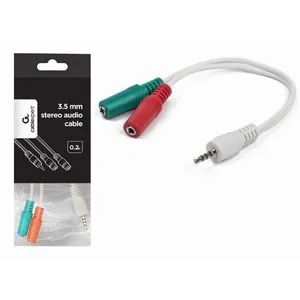 CCA-417W Gembird 2x 3.5 mm(slusalice i mikrofon) adapter na 1x 3.5mm(4 pin) cable, 0.2 m beli FO