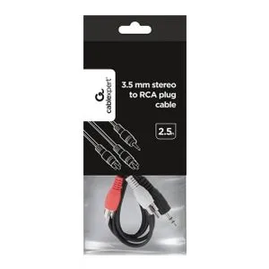 CCA-458-2.5M Gembird 3.5 mm stereo to RCA plug kabl 2.5 m