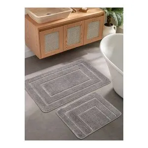 Cerceve - Grey Grey Bathmat Set (2 Pieces)