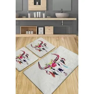 Cervo Djt Set Tepiha za Kupatilo u Višebojnim Tonovima (3 Komada)