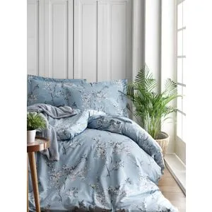 Chicory - Plavi i beli ranfors set posteljine