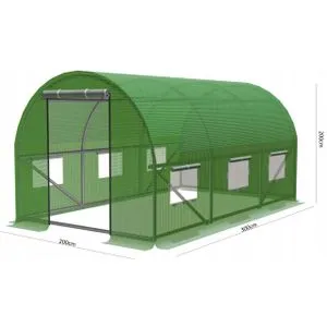 Chomik 3-segmentni baštenski plastenik  3 x 2 x 2 m zeleni sa opcijom dodatne ventilacije TUN3910