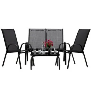 Chomik set baštenskog nameštaja sa stočićem - crni NEO6397