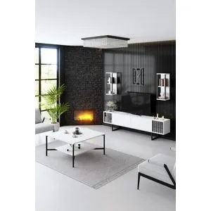 Chrome Line Set - White, Black White
Black Living Room Furniture Set