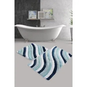 Colorful - Blue Multicolor Acrylic Bathmat Set (2 Pieces)