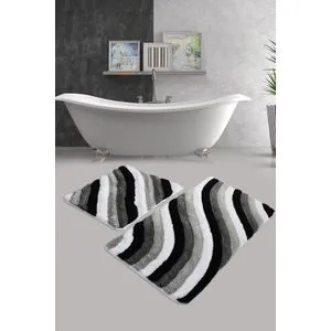 Colorful - Grey Multicolor Acrylic Bathmat Set (2 Pieces)