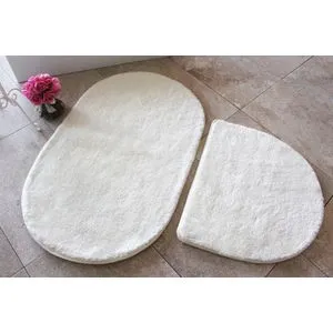 Colors of Oval - Ecru Ecru Acrylic Bathmat Set (2 Pieces)