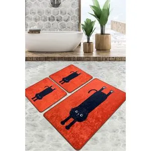 Comfort - Crveni set prostirki za kupatilo (3 komada)