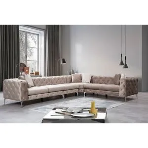 Como Corner Right - Beige Beige Corner Sofa