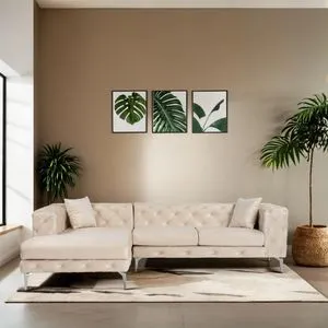 Como Eco Left - Beige Beige Corner Sofa