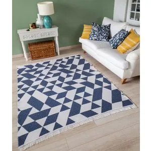 Conceptum Hypnose 22992A - Beli, Plavi Tepih (120 x 180 cm)