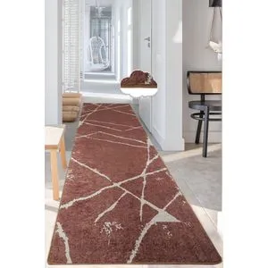 Conceptum Hypnose  Broken - Beige Tile Red Hall Carpet (80 x 200)