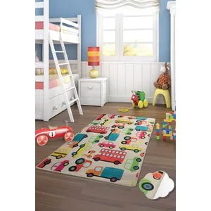 Conceptum Hypnose  Cars - Ecru Multicolor Carpet (100 x 160)