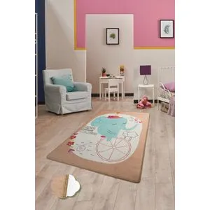 Conceptum Hypnose Elephants Bike - Bež Višebojni Tepih (140 x 190 cm)