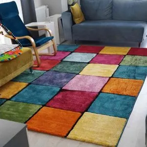Conceptum Hypnose  Renkli Kare Multicolor Hall Carpet (100 x 150)