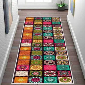 Conceptum Hypnose Tepih Wooylk0089 - Bele, Narandžaste, Zelene, Žute i Fuksija Boje (80 x 250 cm)